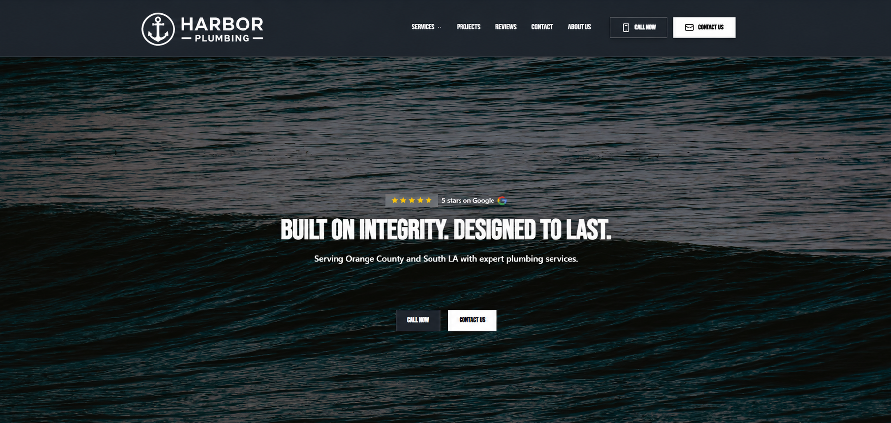 Harbor Plumbing website homepage preview